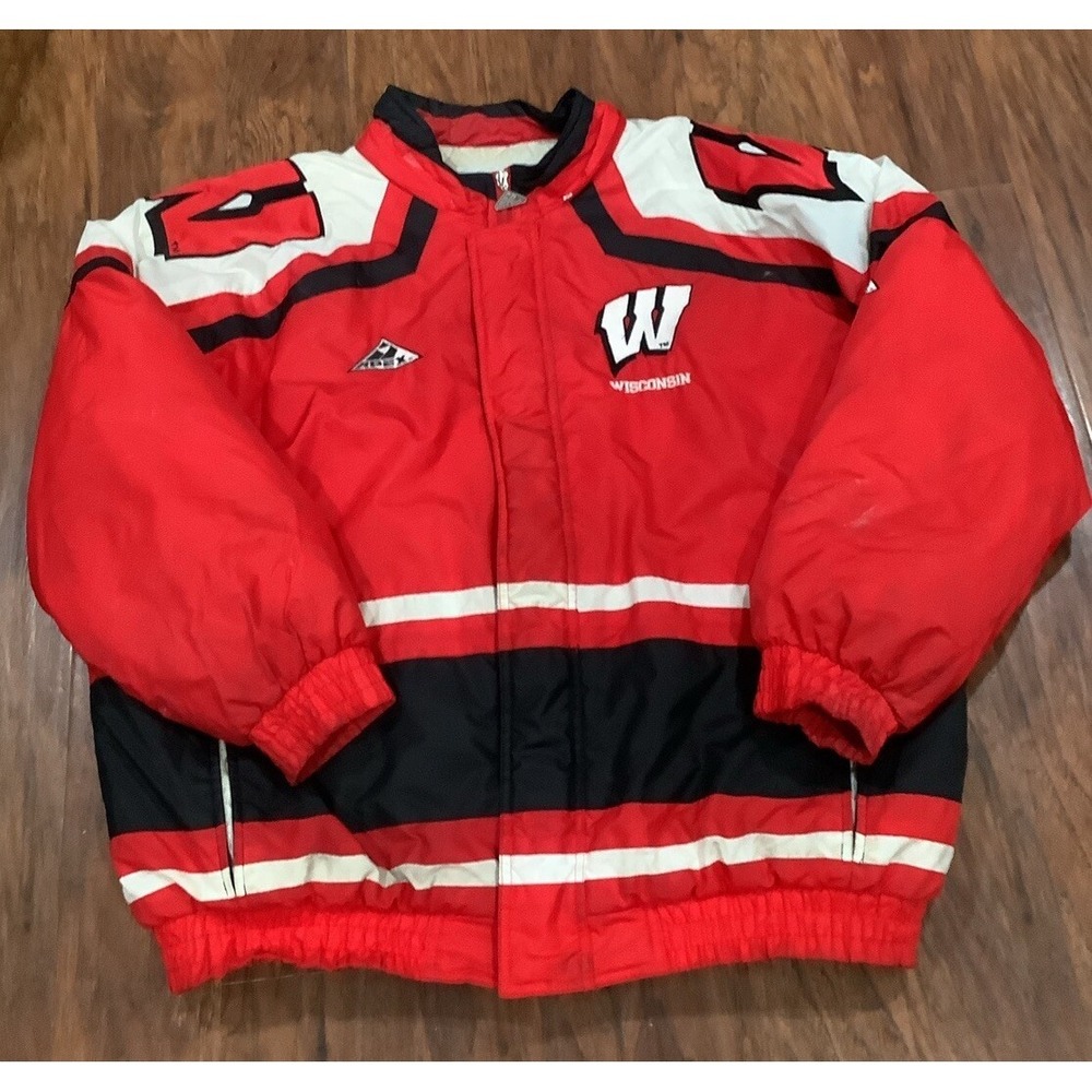 Vintage Wisconsin Badgers Jacket Men X Large Red Black Apex One Embroidered NCAA